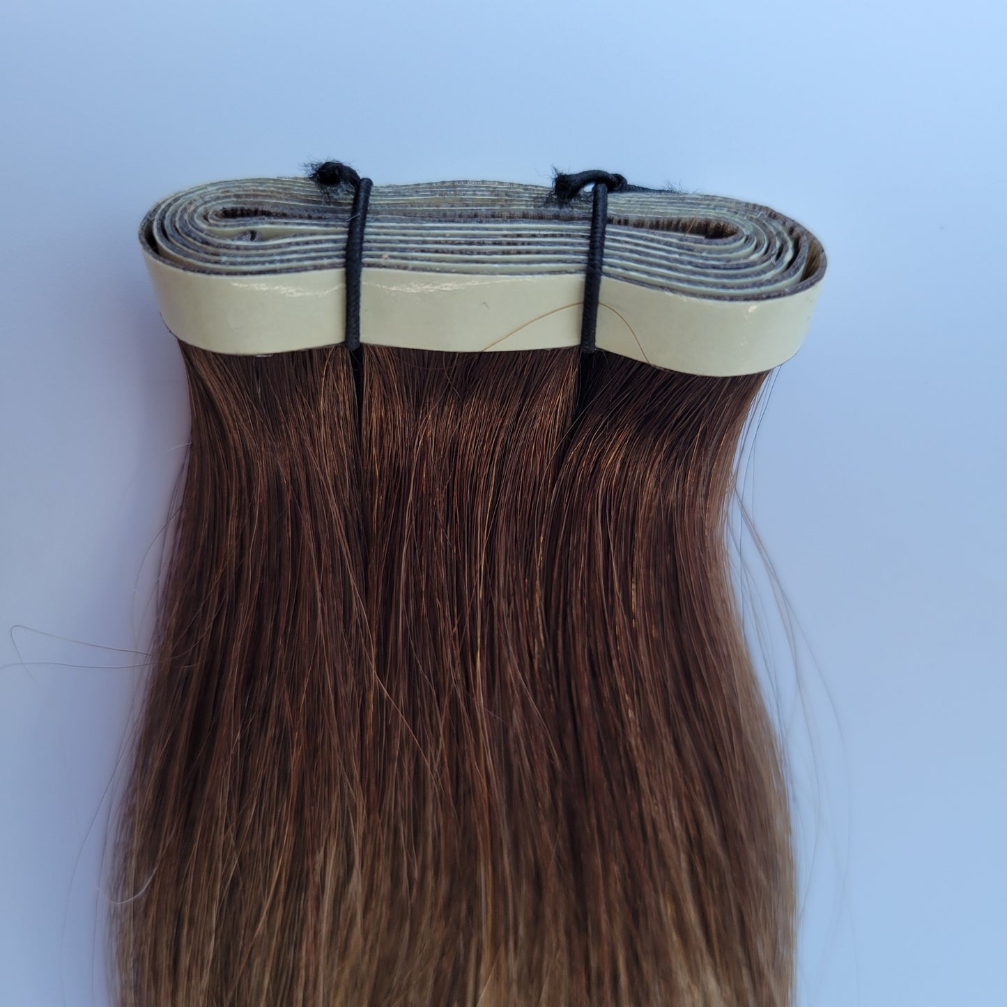 Extensions adhésives "Long Tape Weft" - Couleur #SY (#SHELLY : Majirel 6 + Balayage beige)