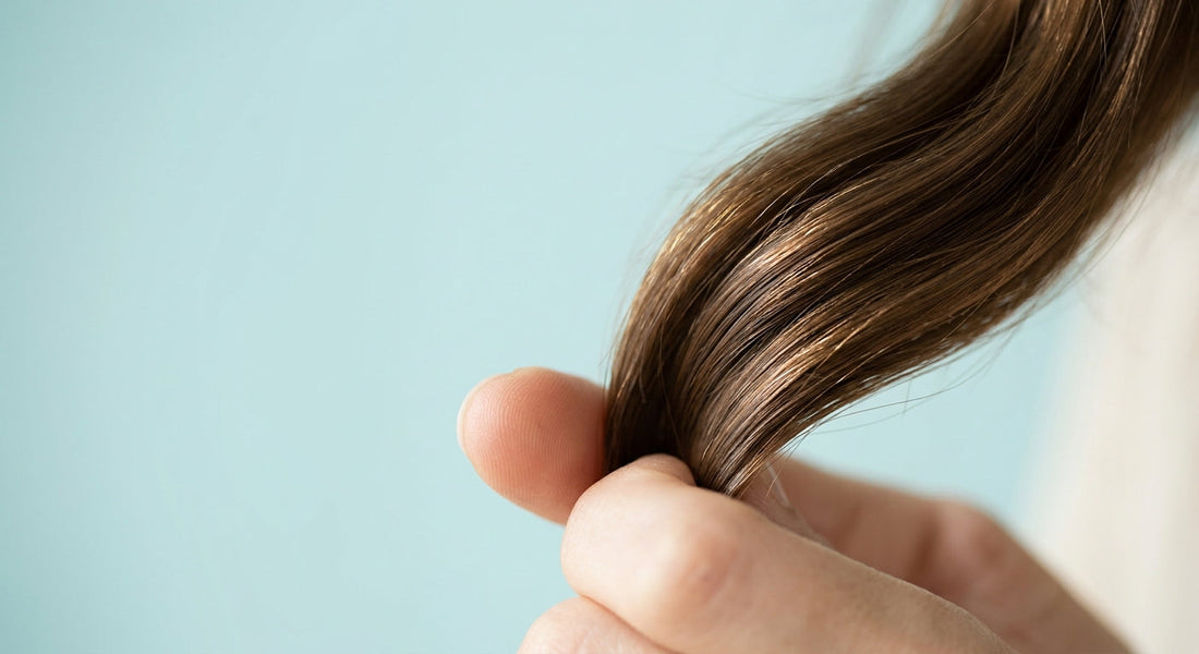 Mèche de cheveux naturels Remy Hair brillante tenue entre deux doigts
