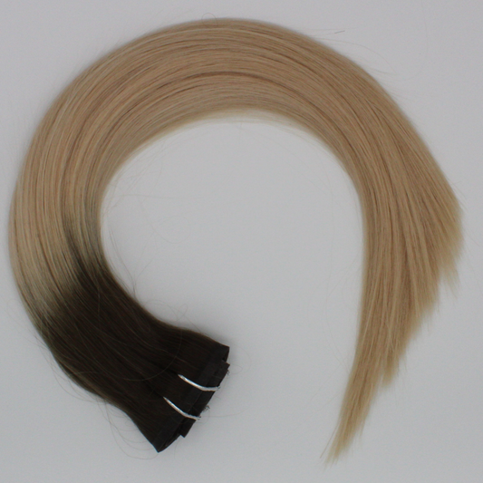 Extensions à clips seamless - Couleur #XA (#XENA = Majirel 7 + Ombré blond beige)