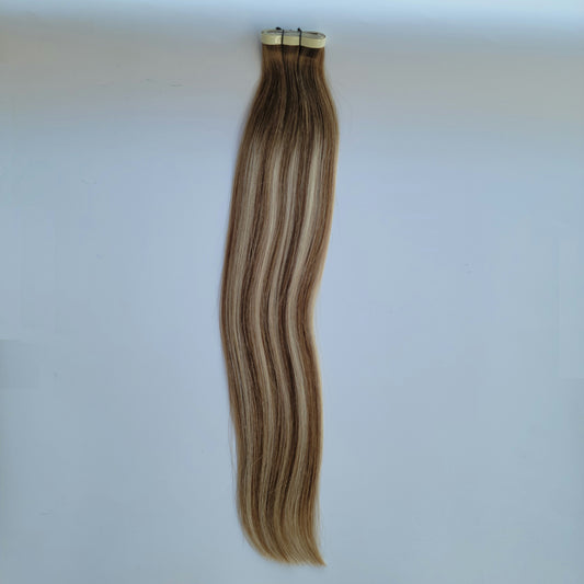Extensions adhésives "Long Tape Weft" - Couleur #JL (#JEWEL = Majirel 9 + méché beige cendré)