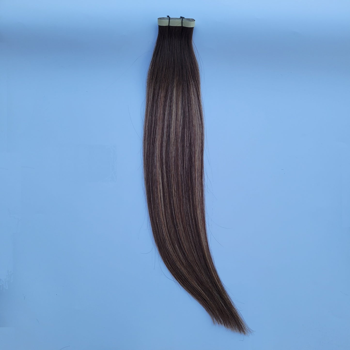 Extensions adhésives "Long Tape Weft" - Couleur #SY (#SHELLY : Majirel 6 + Balayage beige)